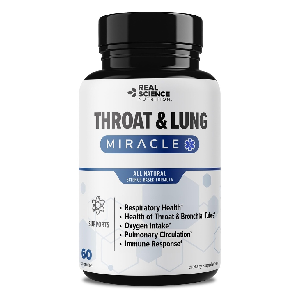 Ekte vitenskap Throat & Lung Detox Capsules for å rydde Mucus, Sore Throat & Support puste – Lunge støtte Supplement med Vinitrox, GABA, Vitamin C & D for lang-Term Cough & Respiratorisk Relief, 60 Caps