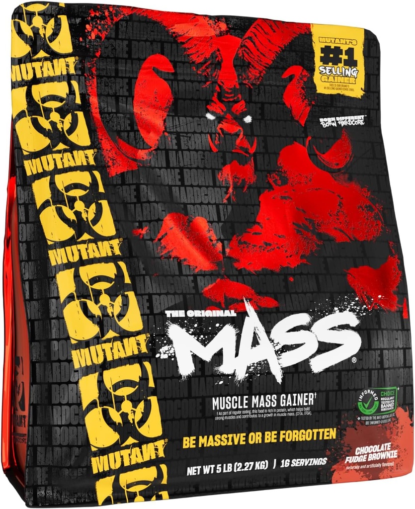 Mutant Mass Weight Gainer Protein Powder - Høy Calorie Protein for Lean Mass, Muskelbygging, & bulking - 5 pund - Sjokolade Fudge Brownie