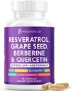 JB wellness Resveratrol Grape frø ekstrakt, Berberin, Quercetin - Polyfenol Supplement for kvinner og menn med Noni ekstrakt, N-Acetyl Cysteine, Acai ekstrakt - 60 kapsler