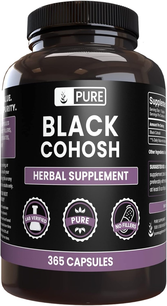Pure Original Ingredienser Svart Cohosh (365 Kapsler) Ingen magnesium eller Rice Fillers, alltid ren, Lab Verifisert