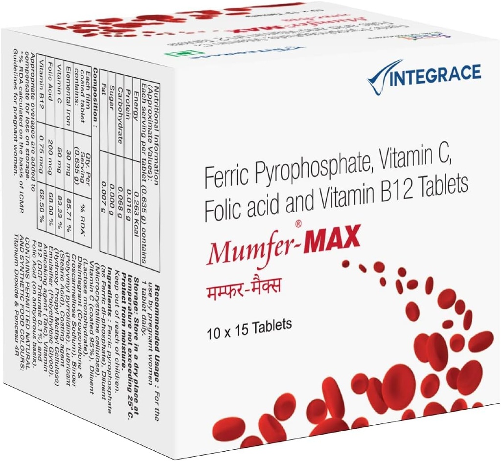 Nutranix TNA 150 tabletter | jern, folsyre Supplement, vitamin C & vitamin-B12 | og energi