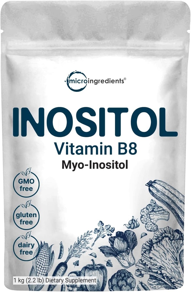 Mikroingredienser Myo-Inositol pulver, 2.2lb (1666 Serveringer) | Inositol Supplement for kvinner | Støtter Hormonal Balance & Ovarian Helse | Ikke-GMO, Vegan, Filler-fri