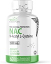 Naturens Fusion NAC Supplement N-Acetyl Cysteine - NAC 600 mg - Anti Aging Supplement, Antioksidant Supplement, Liver og Lung Støtte, Boost Glutathione - N Acetyl Cysteine (60 kapsler)