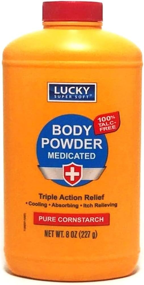 Lucky Super Mykt Medisinert Body Powder, 8-oz., Sootes Itch, Kjøl hud, Absorbs Moisture, Tørrer Oozing av Poison Ivy, Oak, Sumac