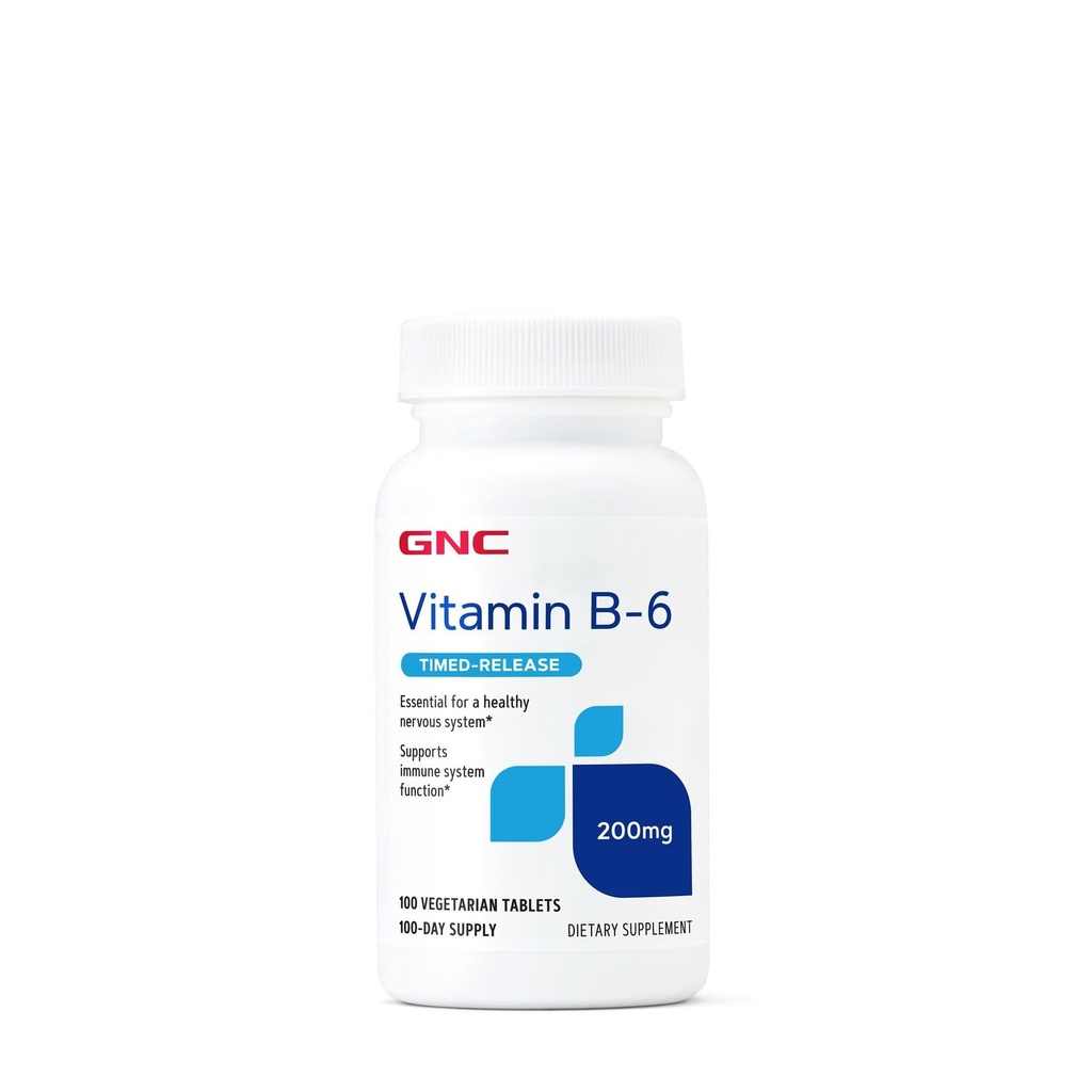 GNC vitamin B6 200mg Supplement, støtter immunsystemet og nervesystemet, 100 servering