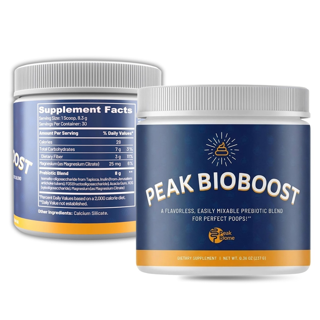 Peak BioBoost - Prebiotiske Fiber Supplement - Flavorless Digestive Kosttilskudd - Lett å løse Prebiotic Powder - Ingen Gluten, Soya eller Dairy - 1 måneds Supply - 30 Serveringer
