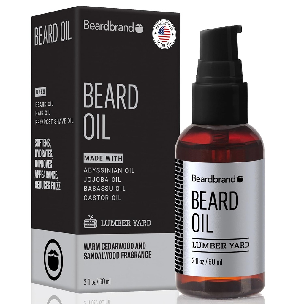 Beardbrand Beard Olje til menn med Jojoba & Vitamin E – Softes Stubbel, Betingelser Hud og fremmer Skjeggvekst | Sandalwood & Cedar Oil Scent | 2 fl oz
