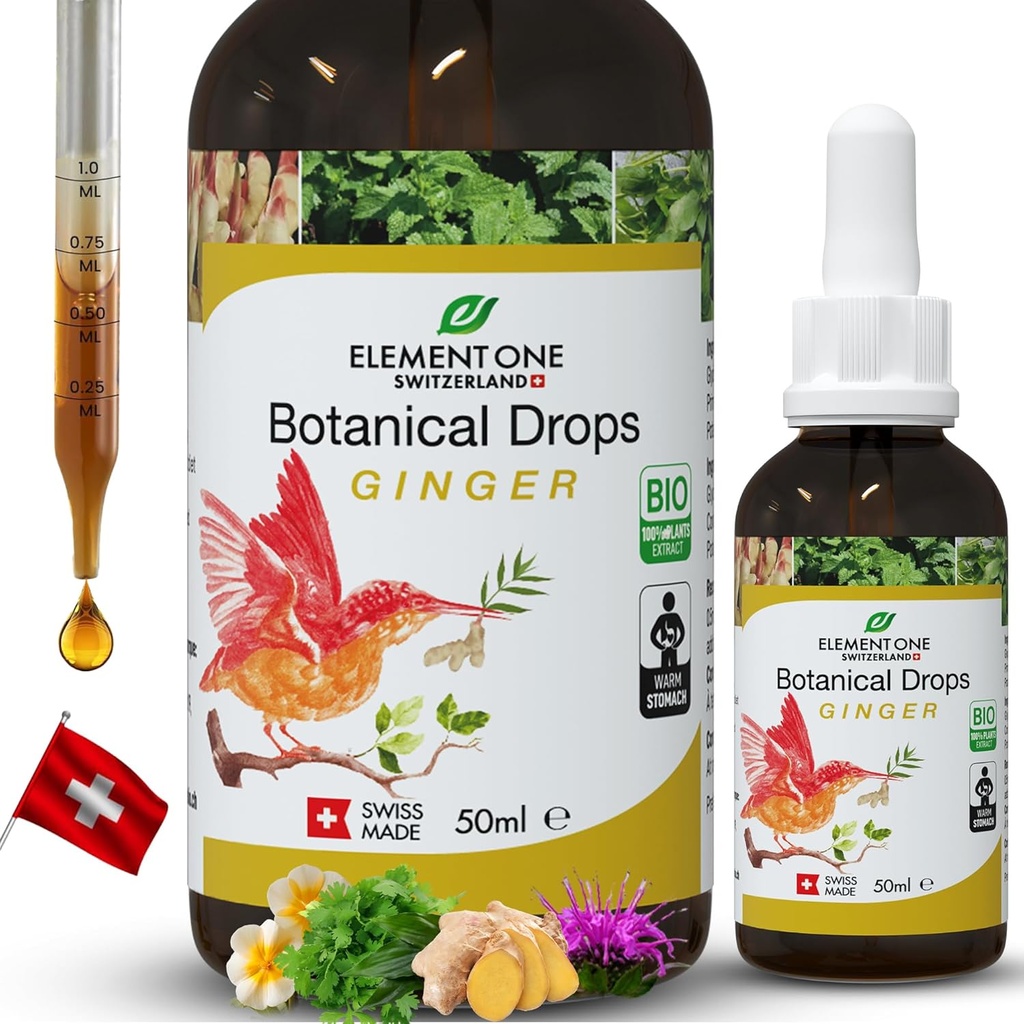 Naturlige botaniske dråper – Ginger og digestive enzymer i en organisk formel for omfattende velvære, støtte immunsystem, fremme inflammasjon relief og forbedre blodsirkulasjon (50 ml)