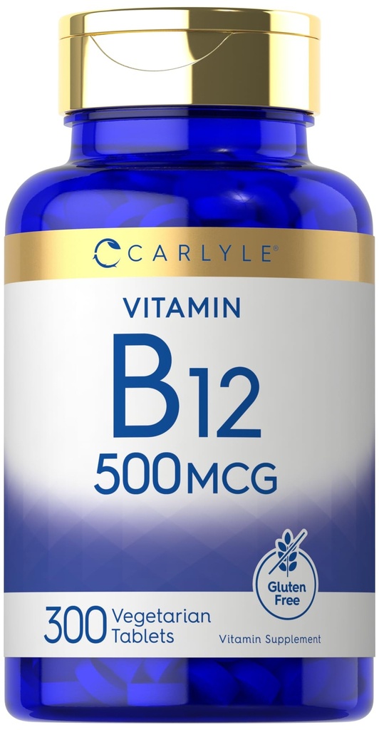 Carlyle vitamin B-12 500mcg | 300 tabletter | vegetarisk, ikke-GMO, Glutenfri Supplement
