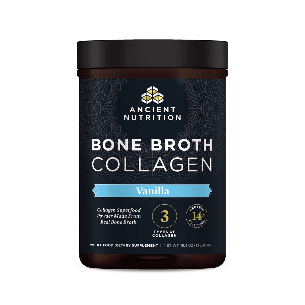 Gamle Ernæring kollagen pulver, Bone Broth Collagen, Vanilla, Hydrolysert Multi Collagen Peptider, støtter huden og negler, felles kosttilskudd, 30 serveringer, 18.3oz