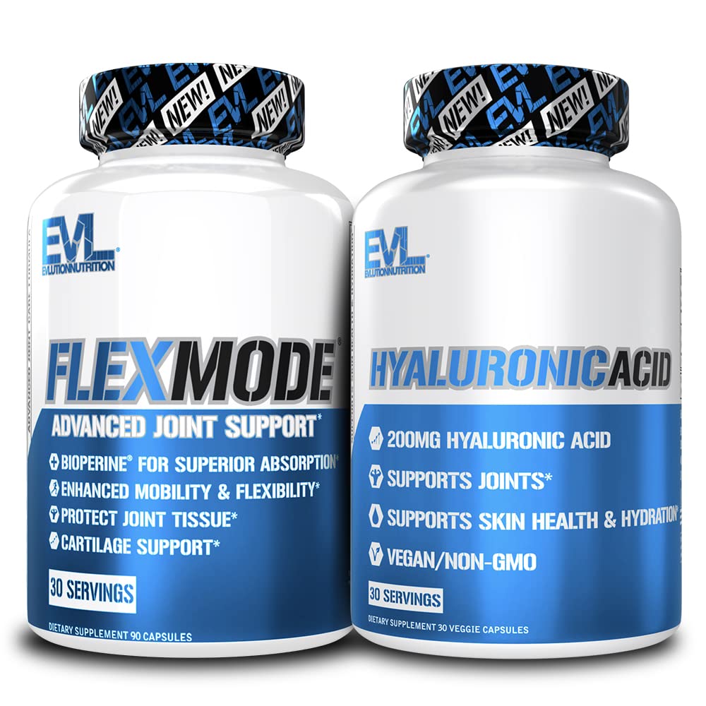 Avansert felles støtte Supplement Bundle - Komplett felles støtte Stack med Hyaluronsyre og FlexMode med felles vitaminer Glukosamin Chondroitin MSM og BioPerine for forbedret absorpsjon