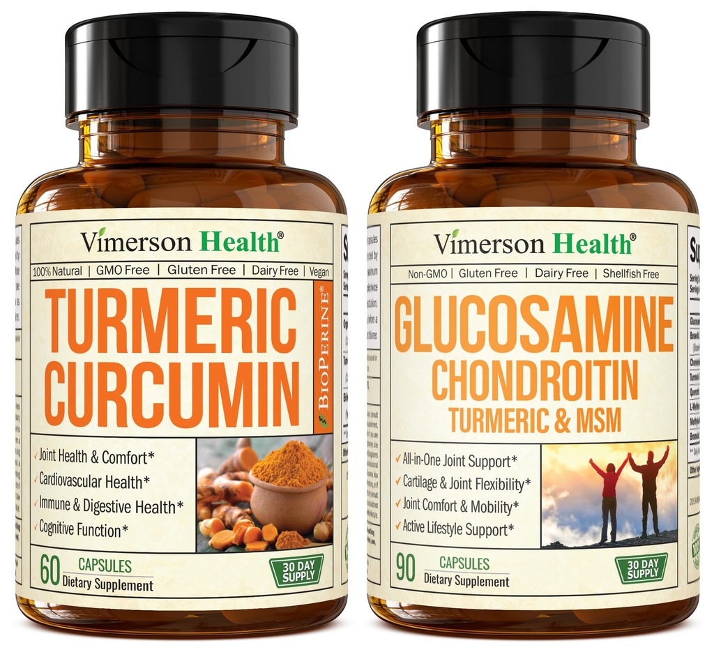 Turmeric Curcumin med svart pepper ekstrakt & glucosamine Chondroitin MSM felles støtte Supplement