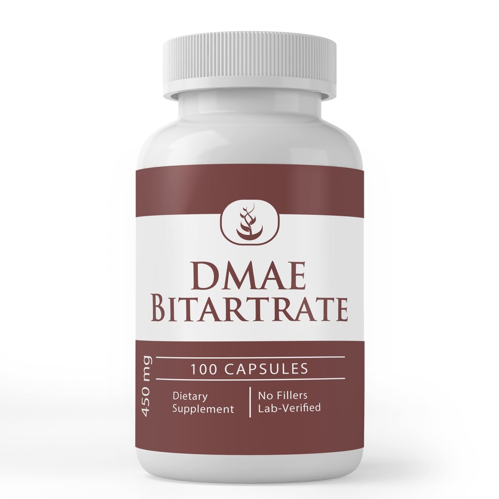 Rene opprinnelige ingredienser DMAE Bitartrat, (100 kapsler) Alltid ren, Ingen tilsetningsmidler eller fyllstoffer, Lab Verifisert