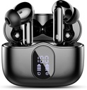 Trådløse ørepropper, Bluetooth 5,4 hodetelefoner Bass Stereo, ørepropper med støy som kansellerer Mic LED-skjerm, IP7 Vanntett i øretelefoner, 36H-spilltid for bærbare pad-telefoner Sports Trening, Svart