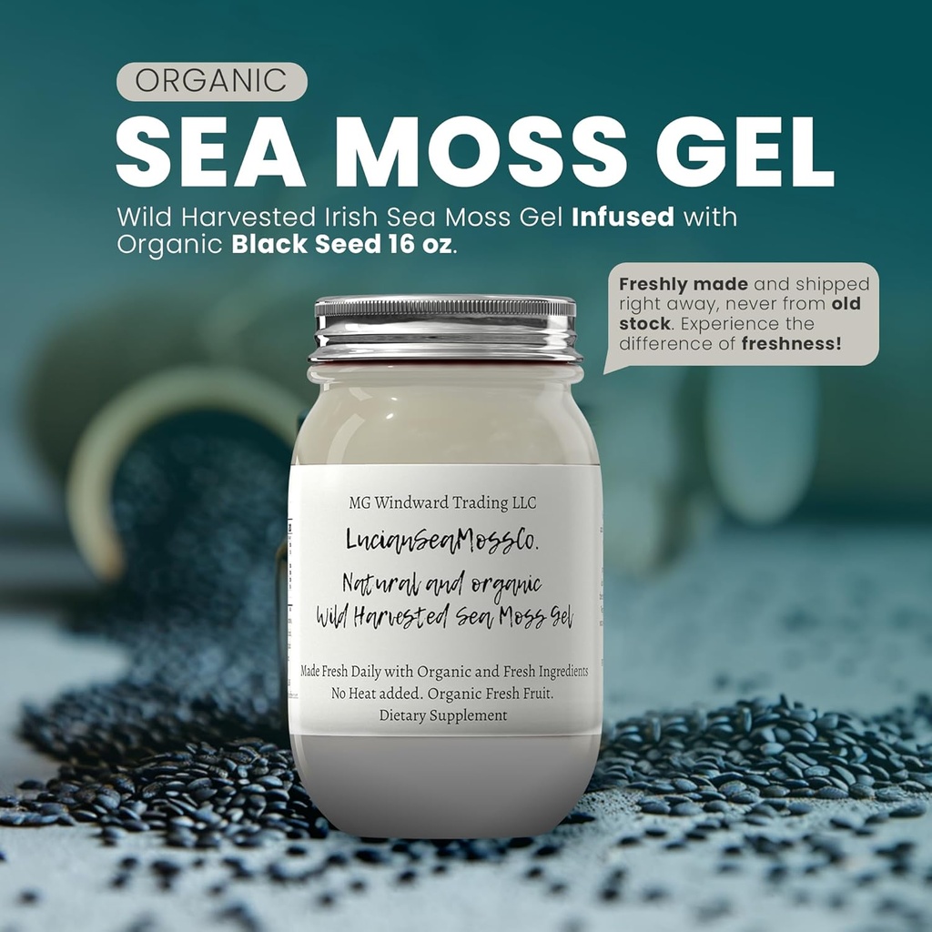 Ashwagandha Mango Sea Moss Gel Organic fersk frukt infundert Wild Harvested Irish Sea Moss Gel | Immun og Digestiv støtte | Vitamin Mineral Antioksidant Supplements | (16 oz. Ashwagandha Mango)