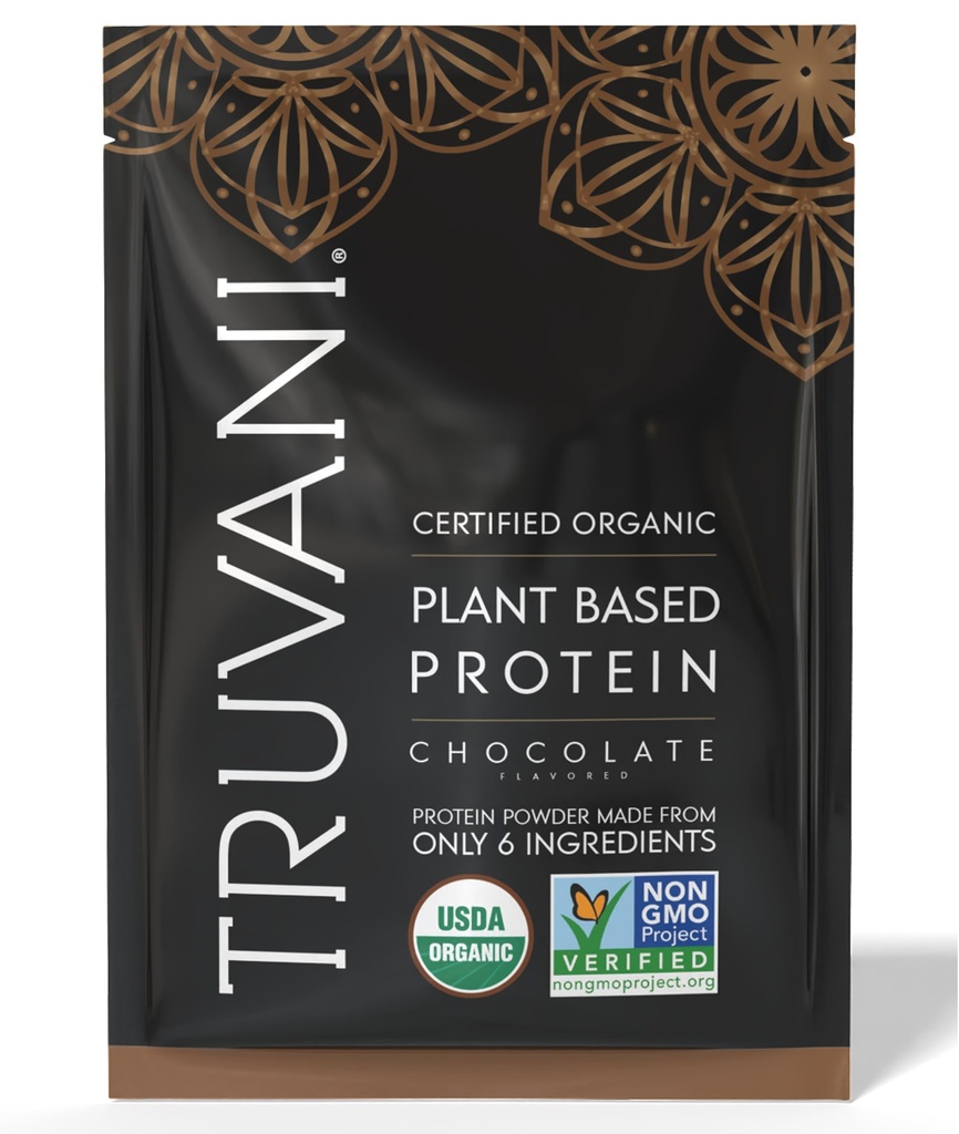 Truvani Vegansk Era Protein pulver | Sjokolade | 20g Organisk Plante Basert Protein | 1 Servering | Keto | Gluten & Dairy Gratis | Lavkarbohydrat | Ingen tilsatt sukker