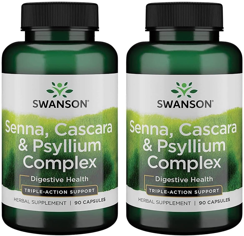 Swanson Senna Psyllium Cascara Complex GI Tract Regularity Support 90 kapsler (2 pakke)
