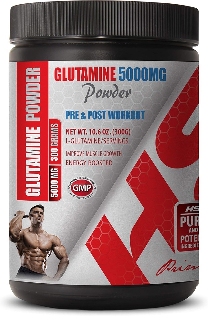 Post trening pulver - pre & post trening - GLUTAMINE pulver 5000MG - glutamin aminosyre - 1 kan 300 gram