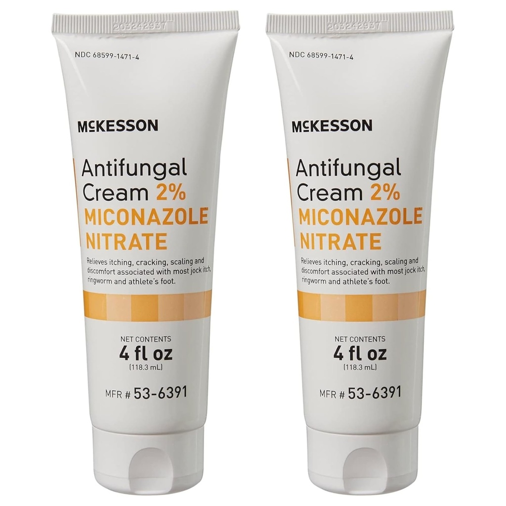 McKesson Antifungal Cream, 2% Miconazole Nitrat - Relieves Iching, Burning, Cracking fra Jock Itch, Ringorm og Atlete Fot - 4 oz., 2 greve