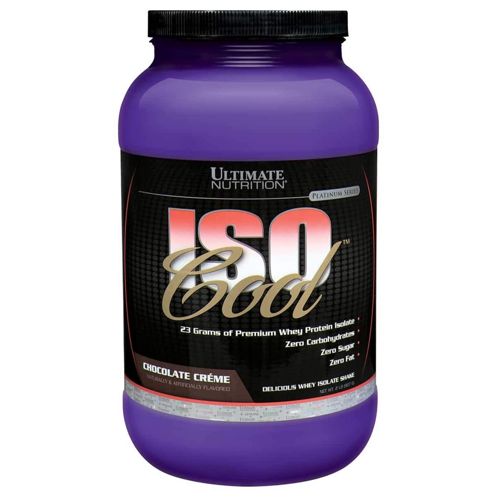 Ultimate Nutrition ISO Cool Whey Isolate Protein Powder - Keto Vennlig - Sukker, karbohydrater og fettfri - 23 gram protein Per servering, sjokolade, 2 pund