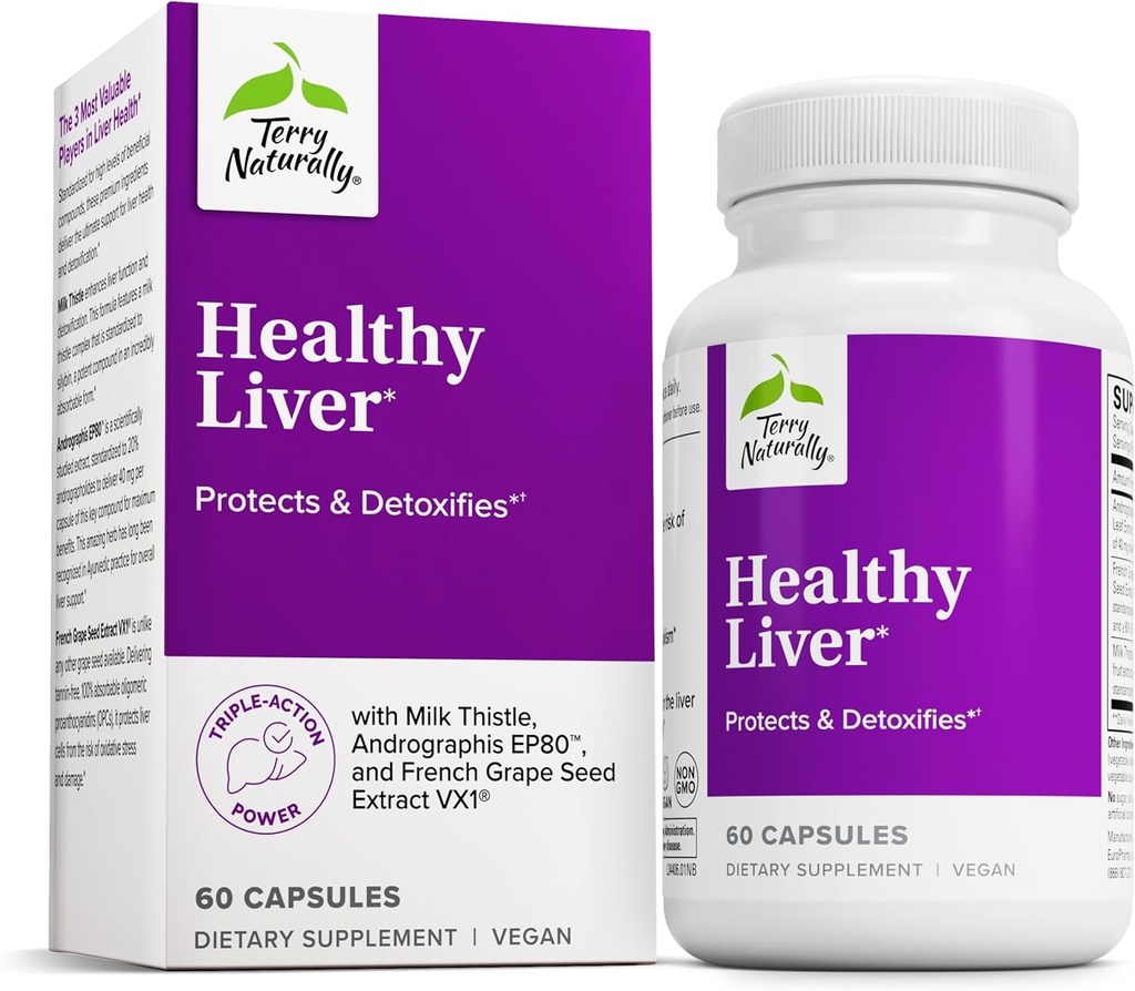 Terry naturlig sunn lever - Liver funksjon og helse støtte Supplement - Cellular Helse Støtte med Andrografer EP80 & Fransk Grape frø ekstrakt - Glutenfri kosttilskudd - 60 kapsler