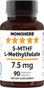 MONOHERB L-metylfolat 7,5 mg - 90 vegetariske kapsler - Metylfolat Supplement