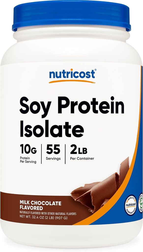 Nutricost Soy Protein Isolate pulver, 2 LB Melk Sjokolade - 10 gram protein Per servering, Vegansk, GMO-fri & Glutenfri