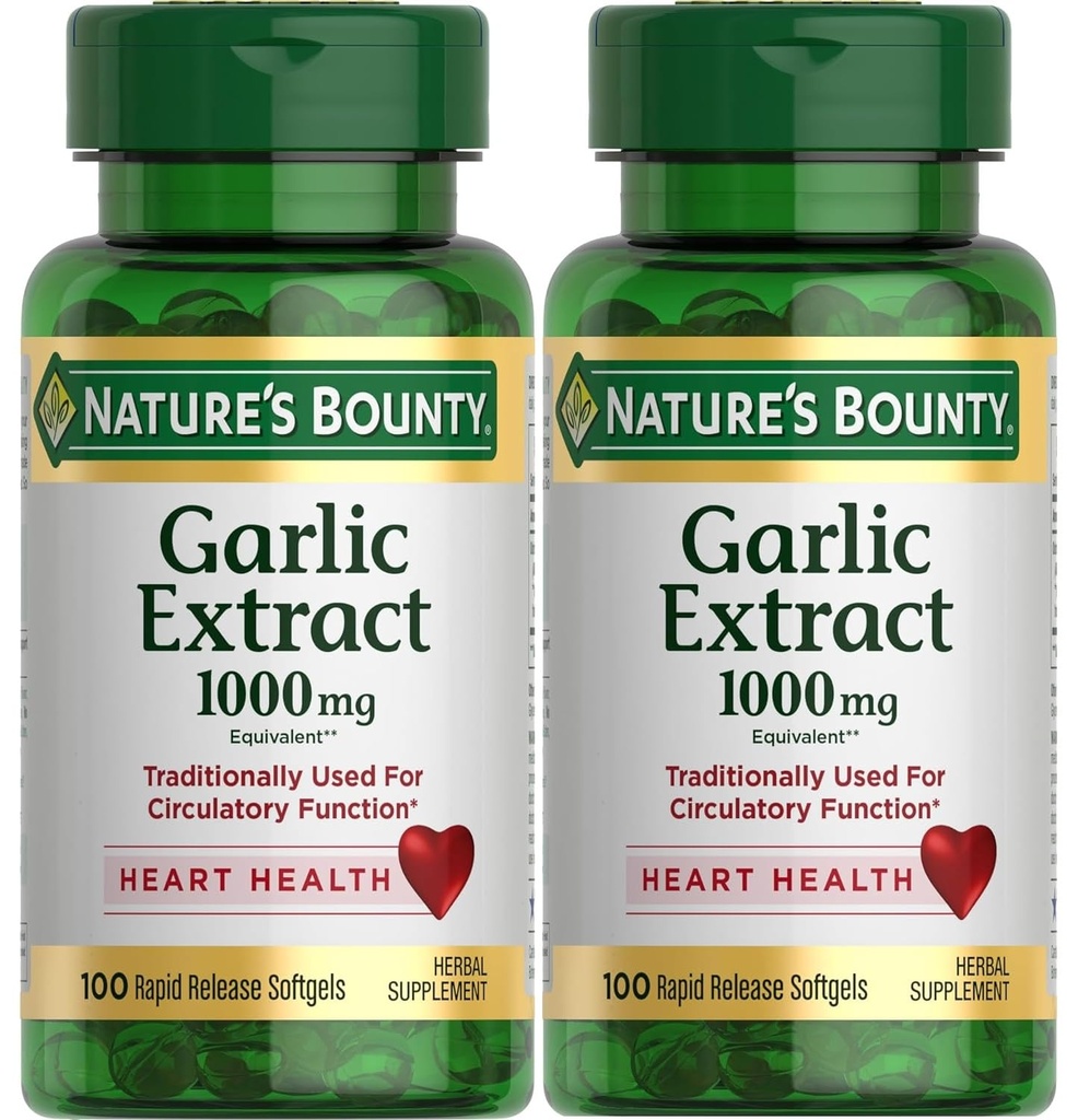 Naturens Bounty hvitløk ekstrakt 1000 mg Softgels 100 ea (pakke med 2)