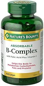 Naturens Bounty Absorberbar B-kompleks med folsyre Plus vitamin C, 100 Softgels