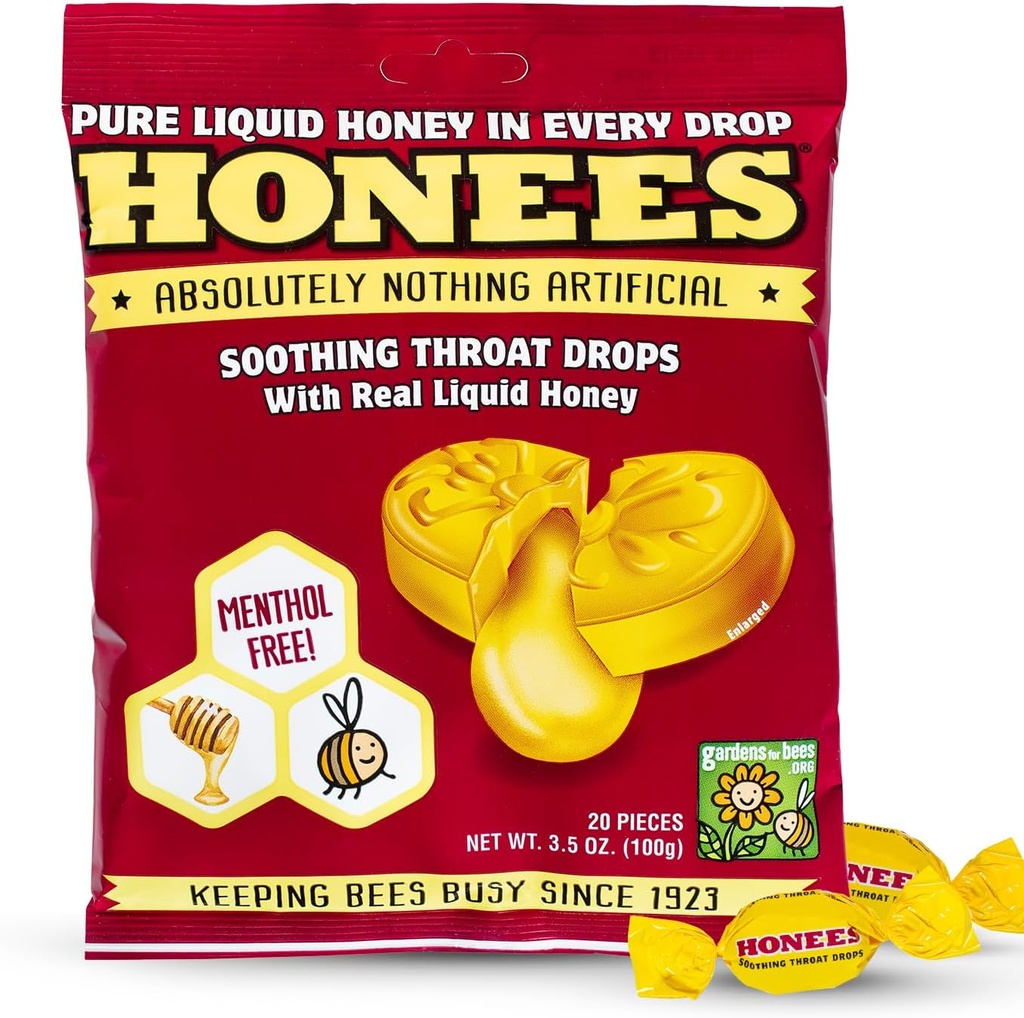 Honning fylte dråper, honning cough dropper med ekte honning-naturlige sure throat relief-ingenting kunstig-throat coat lozenges, naturlig cough pressemiddel, ikke-GMO, glutenfri (1 pakke – 20 dråper)