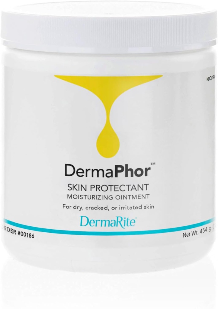 DermaRite DermaPhor Hudbeskyttende, moisturizing Ointment - Sotter og Skjold Tørr, krukket eller irritert hud, uscented - 16 oz. Jar, 1 greve