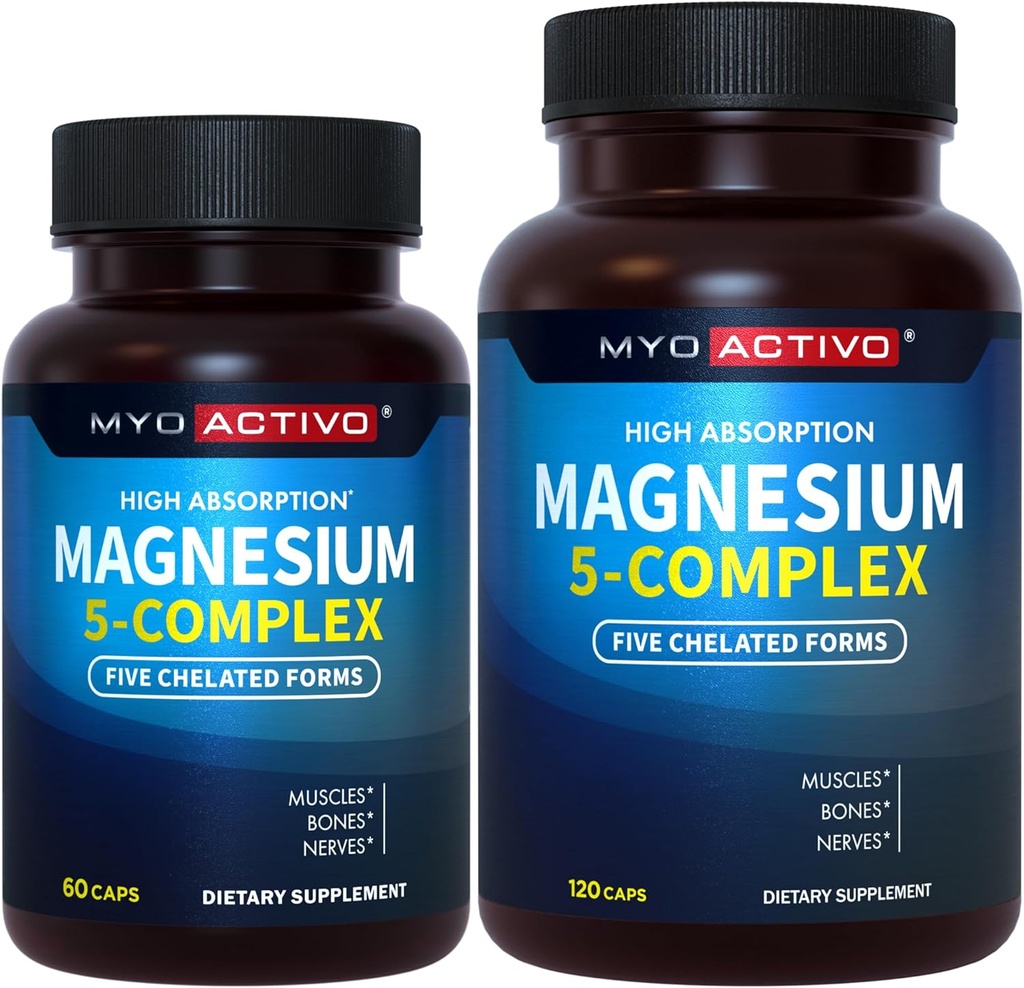 60ct + 120ct - MyoActiveo 5-i-1 Magnesium kompleks - høy absorpsjon - Chelated Magnesium