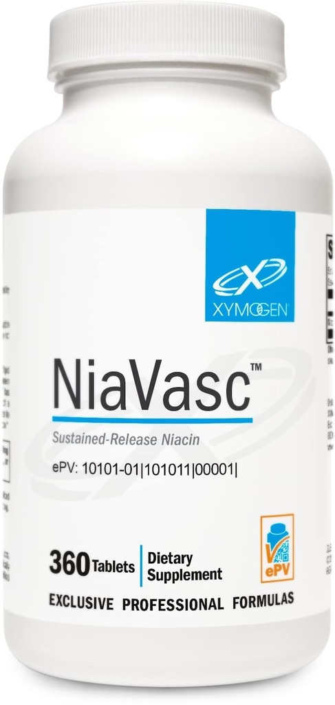 XYMOGEN NiaVasc Niacin 500mg - frigjørende niacin for en mindre flushing effekt - støtter vedlikeholdet av sunne blodlipider (360 time-supertabletter)