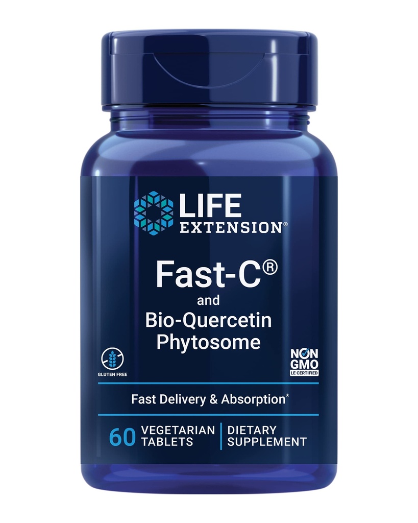 Livsforlengelse Fast-C® og Bio-Quercetin®, rask levering og absorpsjon, Vitamin C, Fenugreek, Immunstøtte, Magnesium, Glutenfri, Ikke-GMO, Vegetarisk, 60 tabletter