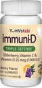 Immunitære eldrebær gummier for barn av YumVs immunstøtte, vitamin C & vitamin D | Komplett immunsystem støtte | Naturlig Berry Flavor Chewables-60 greve C vitamin og D for barn