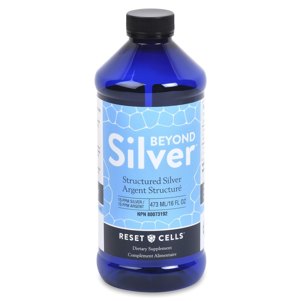Beyond Silver strukturert sølvløsning - 15ppm - 16oz - ren kolloidal sølv væske for immun støtte - Alkaline sølv vann kosttilskudd