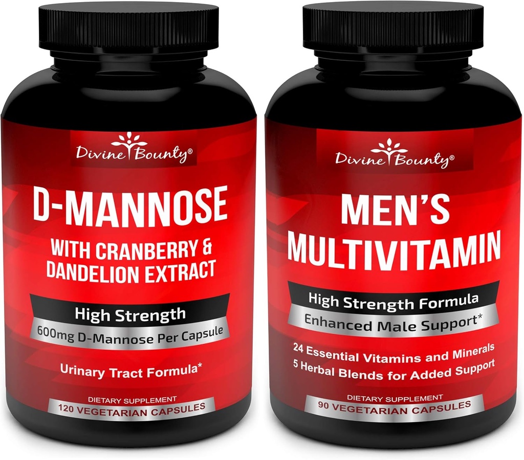 Divine Bounty D-Mannose Kapsler & Mens Multivitamin Bundle