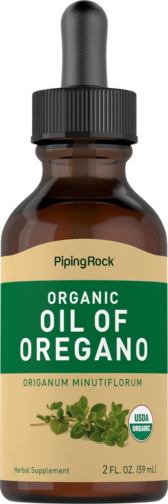 Piping Rock olje av Oregano organisk flytende dråper | 2 fl oz | med Extra Jomfru Olive Olje | Herbal ekstrakt Supplement | Ikke-GMO, Glutenfri