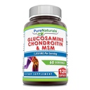 Pure Naturals Glukosamine Chondroitin & MSM Supplement | 1850 Mg per servering | 120 kapsler | Ikke-GMO | Glutenfri | laget i USA