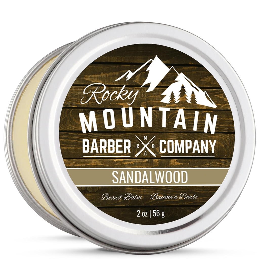 Beard Balm – Sandalwood blanding - Rocky Mountain Barber – med næringsrik Bees Wax, Jojoba, Shea Butter, Kokosolje – inneholder ekte sandalwood essensiell olje