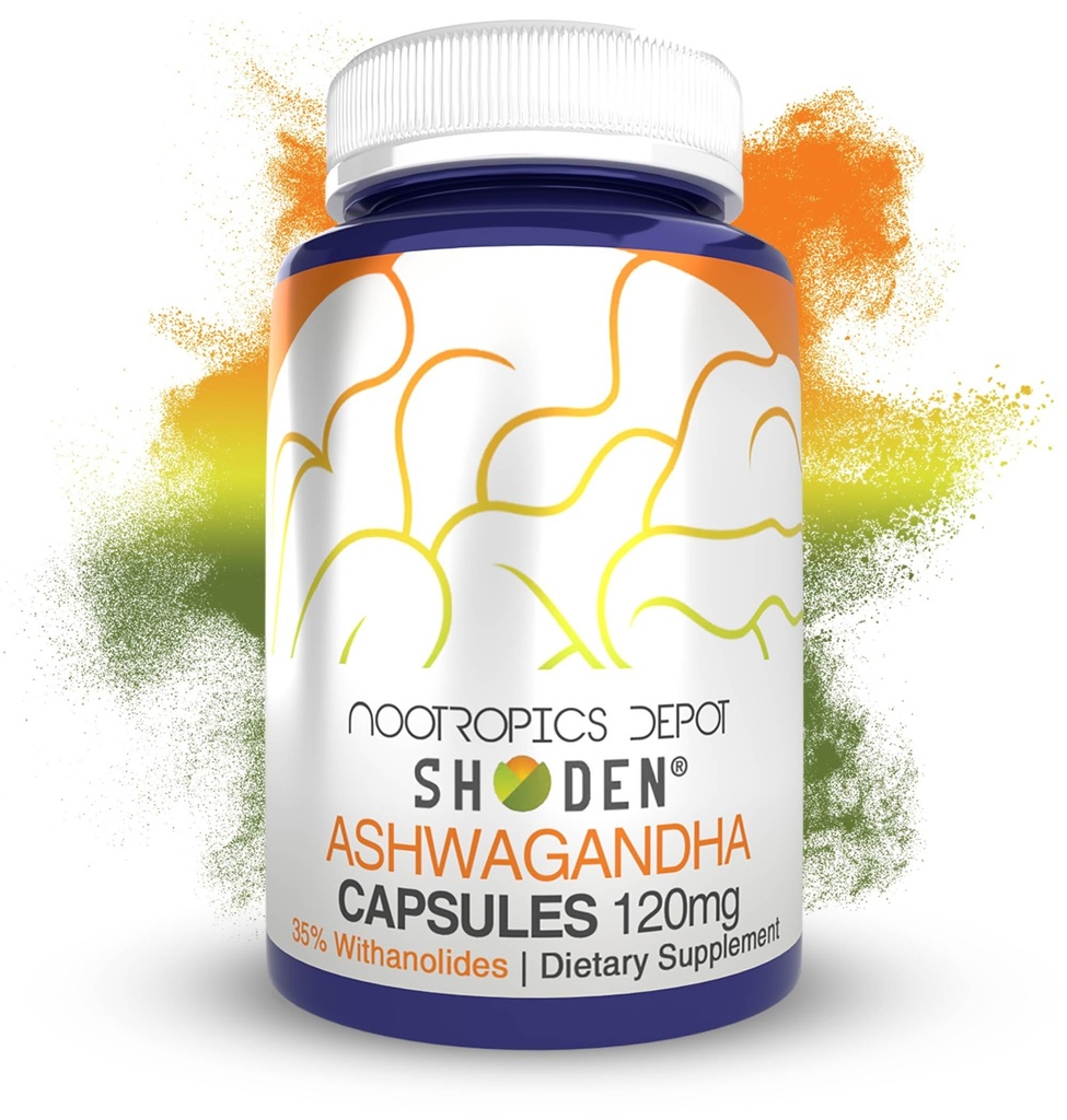 Nootropics Depot Shoden Ashwagandha ekstrahere kapsler | 120 mg | 90 greve | 35% Witanolides