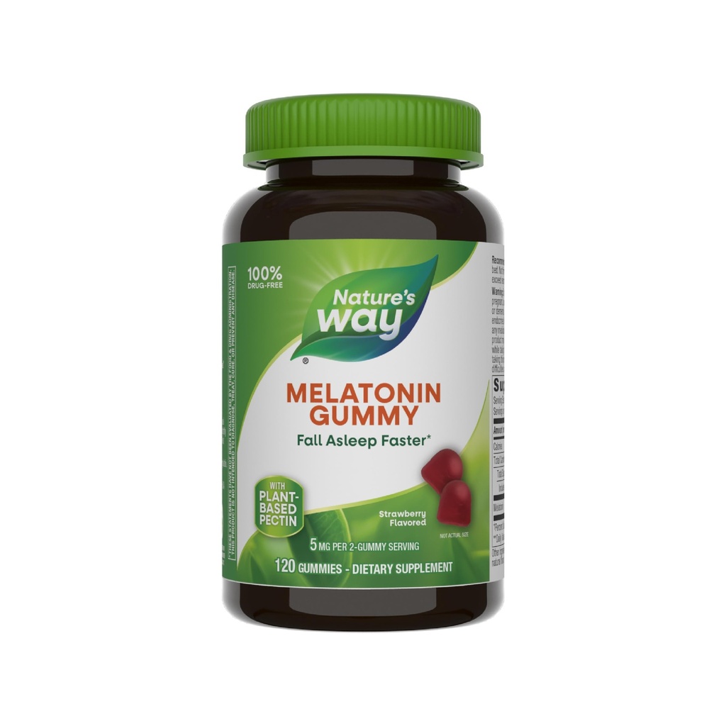 Naturens måte voksen melatonin gummier, støtter hvilefull søvn *, faller søvn raskere *, jordbær flavored, 5 mg melatonin gummi per 2-Gummy servering, 120 greve