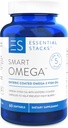 Essential Stacks Smart Omega 3 - Burpless Fish Oil - 1400 mg EPA DHA Per servering, Enterisk belagt (60 kapsler)