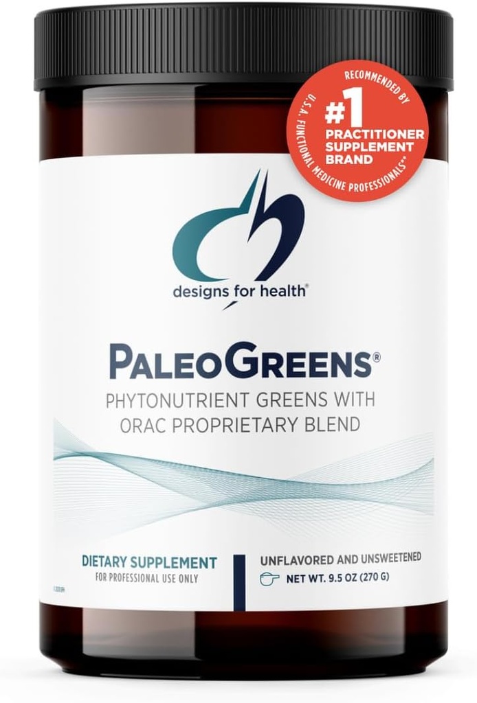 Designs for Helse PaleoGreens - Over 90% Organisk Super Grønn Shake pulver med grønnsaker, bær, enzymer + antioksidanter - Ikke-GMO Drink Mix, Usweeted + Usweeted (30 Serveringer / 270g)