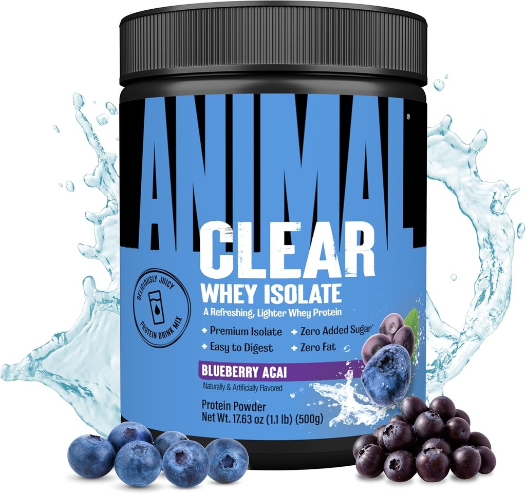 Clear Whey Isolate Protein pulver - lett å digest og blanding, 5g BCAA, Deliciously Juicy, forfriskende når som helst drikke for menn og kvinner, Blåbær Acai 125g (5 Serveringer)