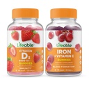 Livbar vitamin D 5000 IU + jern med vitamin C, Gummies Bundle - Great Tasting, vitamin Supplement, Glutenfri, GMO Gratis, Chewable Gummy