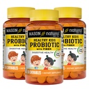 MASON NATURAL Sunn Kids Probiotic with Fiber - Sunn Digestive Function, Forbedret Gut Helse, 60 Chewables (pakke med 3)
