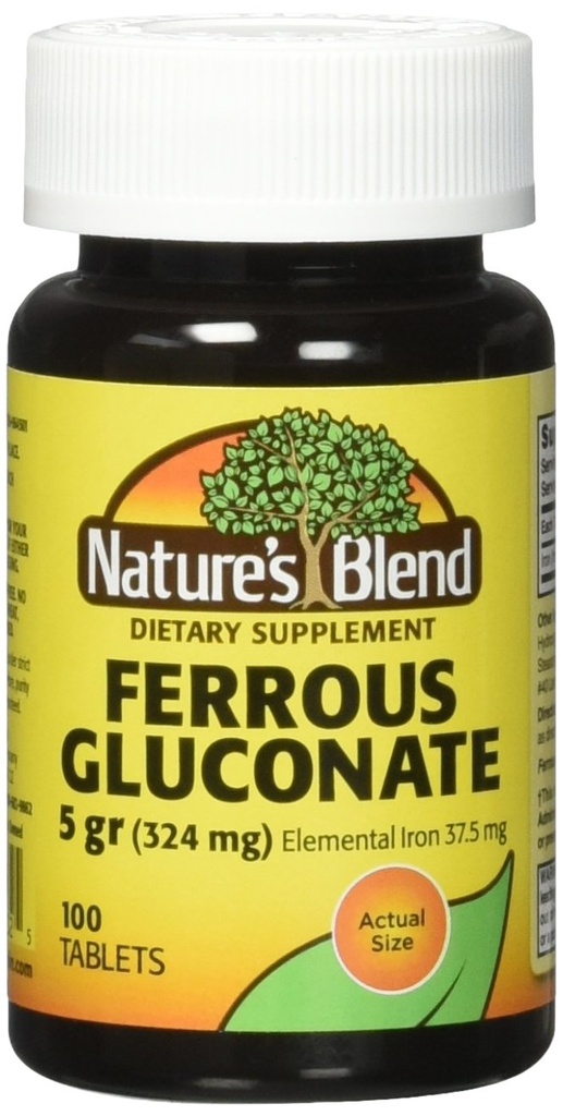 Naturens blanding Ferrous gluconate tabletter 324 mg, 100 greve (pakke på 2)