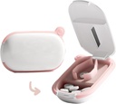 MURRI & MURRDI Liten Pill Cutter og Organizer for små eller store piller, Bærbar medisin Cutter for Pocket Purse, Pill Holder Cutter for vitaminer, tabletter, medisiner, rosa