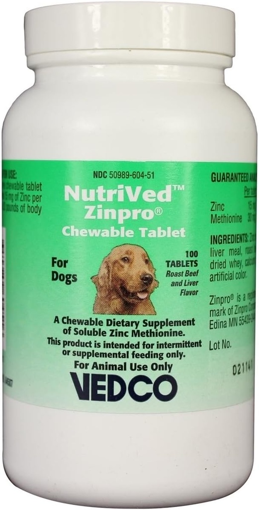 Nutrived ZinPro Chewable tabletter for hunder (100 count)